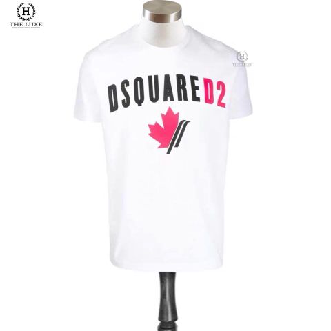  T-shirt Dsquared2 Chữ Lá Đỏ Đen 