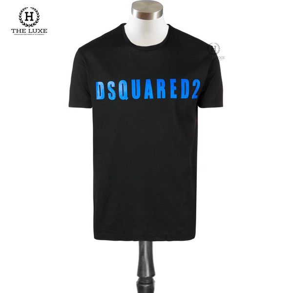 T-shirt Dsquared2 Đen Chữ Ngực Xanh