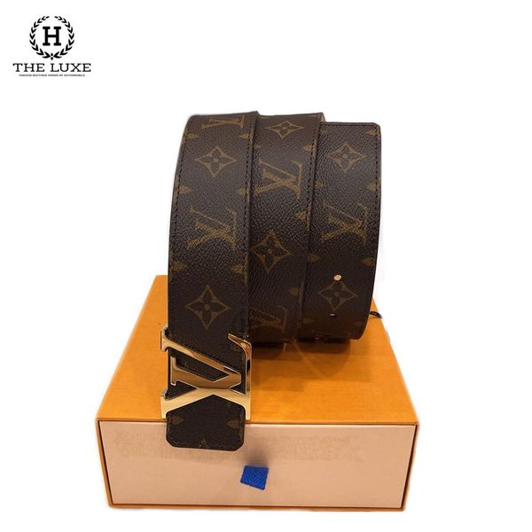 Belt Louis Vuitton Monograms Nâu Vàng Khóa Lồng Vàng