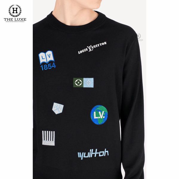 Áo Len Louis Vuitton EMBROIDERED MULTI LOGO CREWNECK