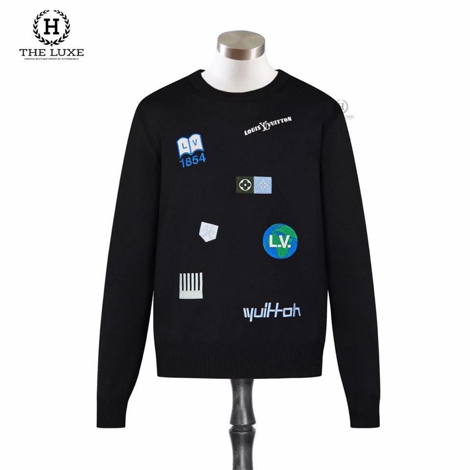 Áo Len Louis Vuitton EMBROIDERED MULTI LOGO CREWNECK