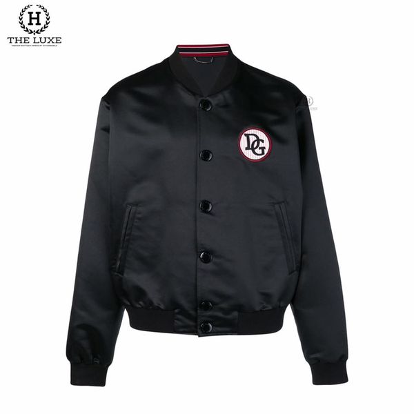 Áo Khoác Bomber Dolce Lụa Đen Tag Ngực