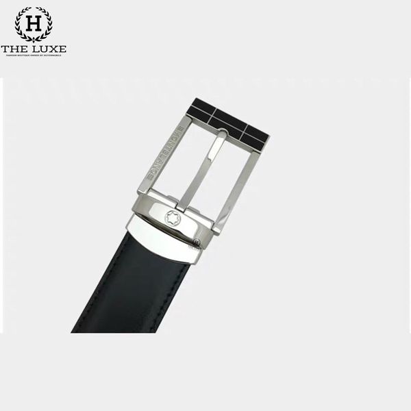 Belt Montblanc Đen Khóa Đen Bạc