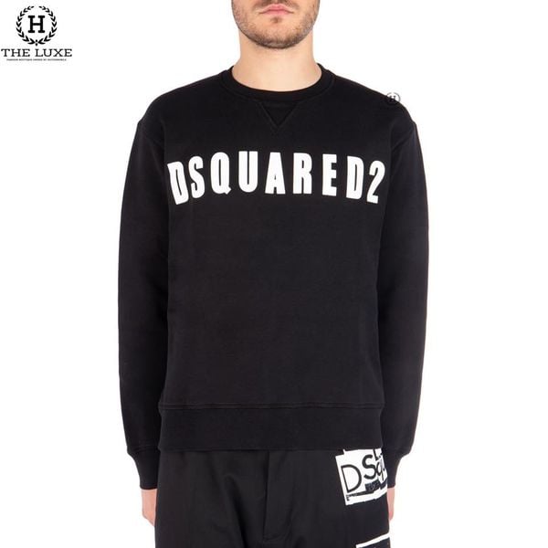 Áo Nỉ Dsquared2 Đen Chữ Ngực