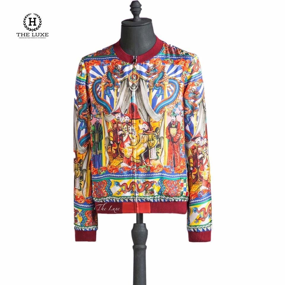 Áo Khoác Bomber Jacket Dolce & Gabbna Hoạ Tiết Cung Đình