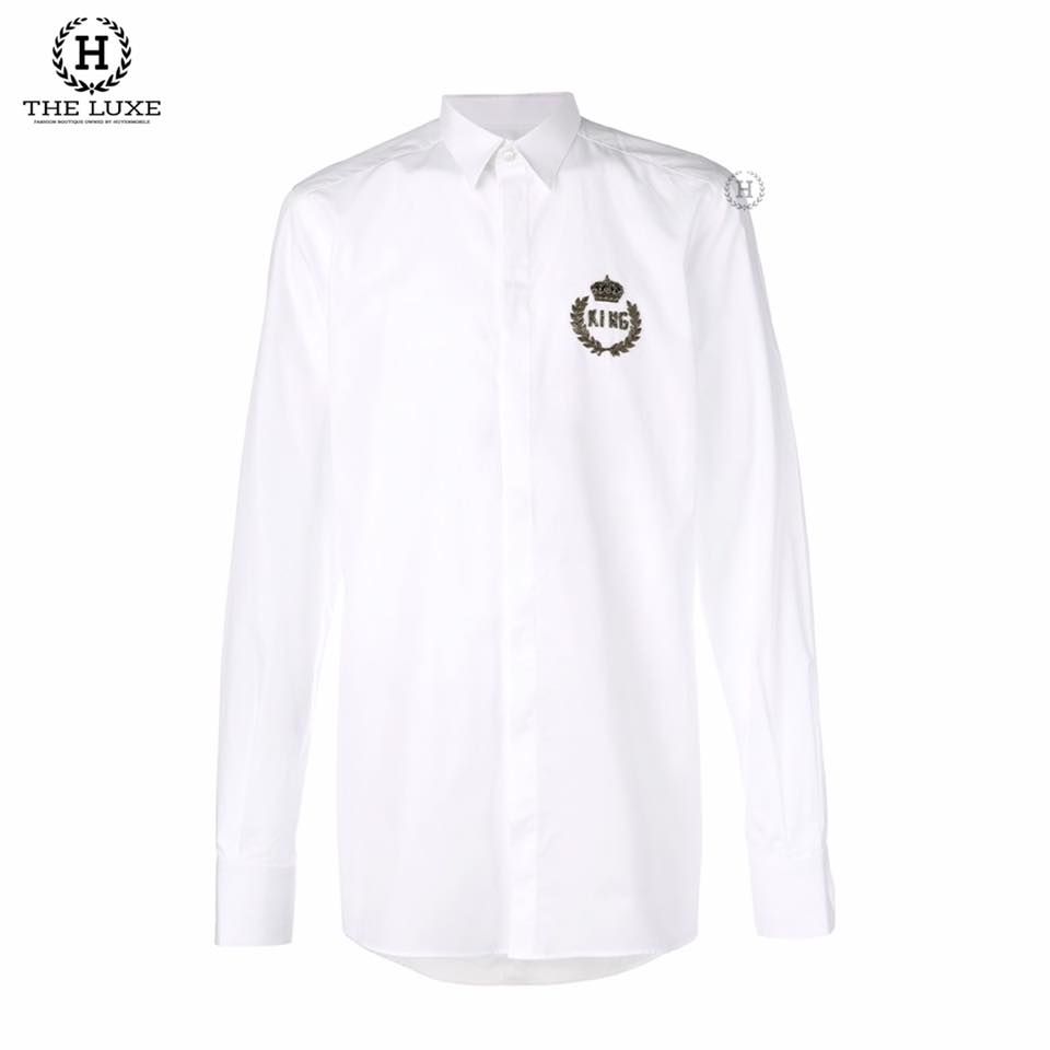 The Luxe authentic sẵn mẫu áo sơ mi Dolce trắng dài tay hoạ tiết cổ vương  miện giá cả hợp lý  WEBSITE HÀNG HIỆU DUY NHẤT VIỆT NAM