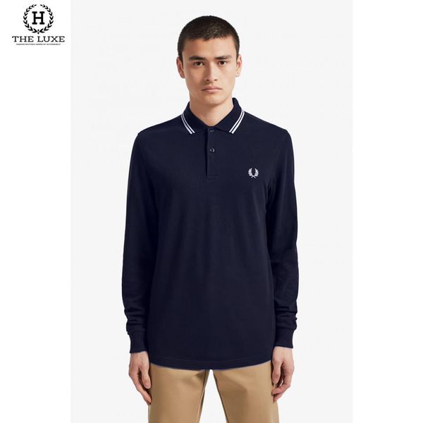 Áo Len Fred Perry Navy Tag Ngực Trắng