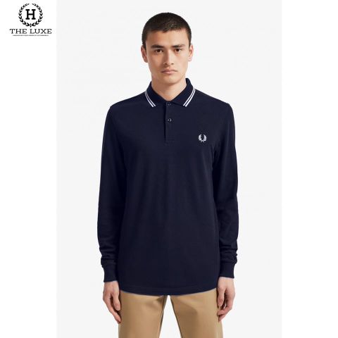  Áo Len Fred Perry Navy Tag Ngực Trắng 