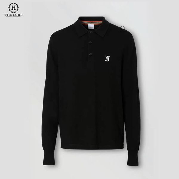 Polo Len Burberry Đen Tag Ngực TB