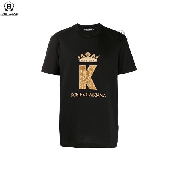 T-shirt Dolce Đen Thêu Vương Miện K Vàng