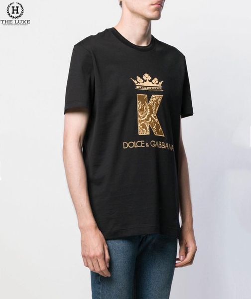 T-shirt Dolce Đen Thêu Vương Miện K Vàng