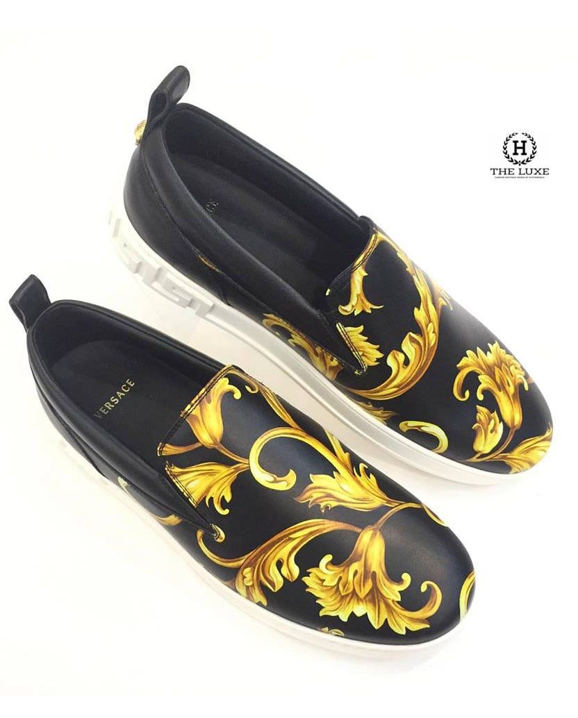 Slip On Versace Gold Baroque Leather 2018