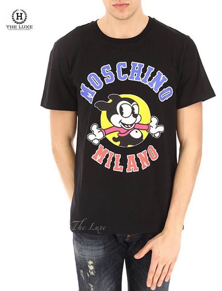 T-Shirt Moschino đen hình Mickey