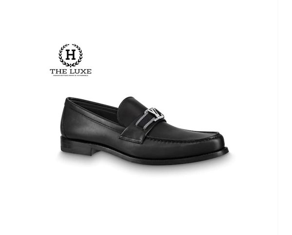 Loafer Major Louis Vuitton đen trơn vạt ghi