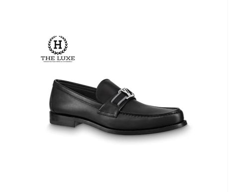  Loafer Major Louis Vuitton đen trơn vạt ghi 