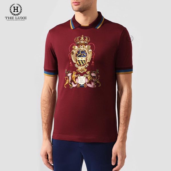 Polo Dolce & Gabbana Đỏ Đô Báo Viền Vàng Xanh