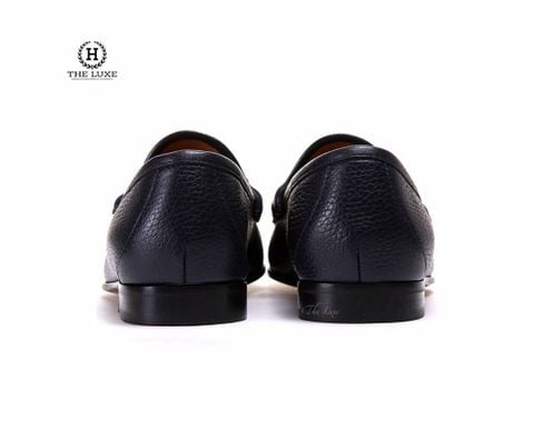  Loafer Gucci xanh navy da bê tag xích bạc 