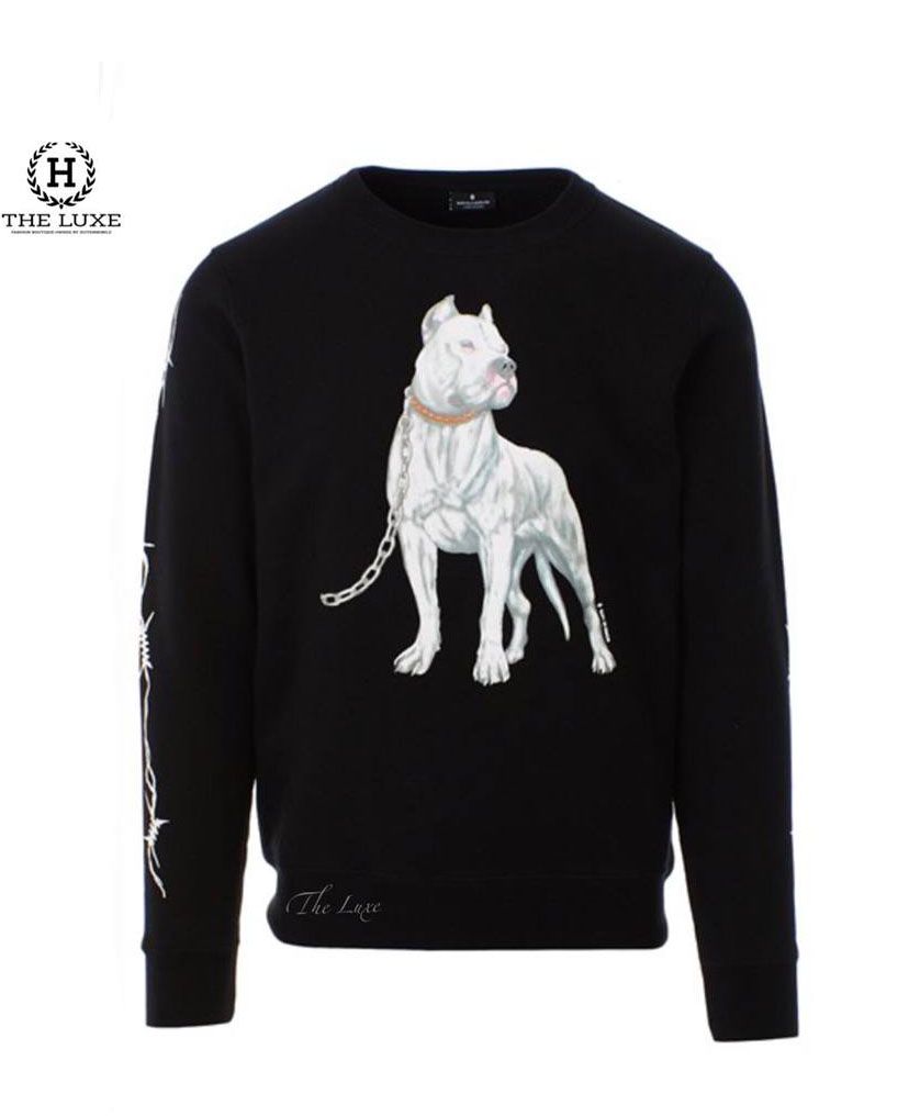 Áo nỉ Marcelo Burlon đen dài tay hình Dogo