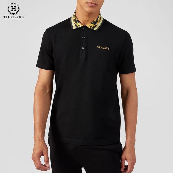 Polo Versace Đen Cổ Viền Vàng