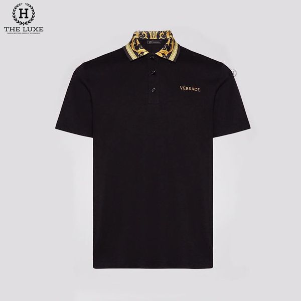 Polo Versace Đen Cổ Viền Vàng