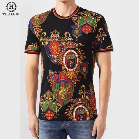  Tshirt Dolce & Gabbana Đen Huy Hiệu Ngực 