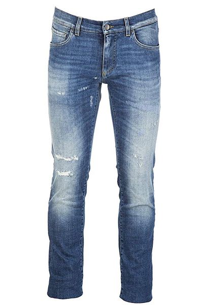 Quần jeans Dolce & Gabbana Xanh Rách Nhẹ Hoạ Tiết Thêu