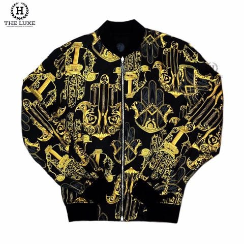  Áo Khoác Bomber Jacket Versace Hoạ Tiết Vàng 2 Mặt 