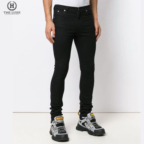  Jeans Gucci Đen Bóng Tag Da 