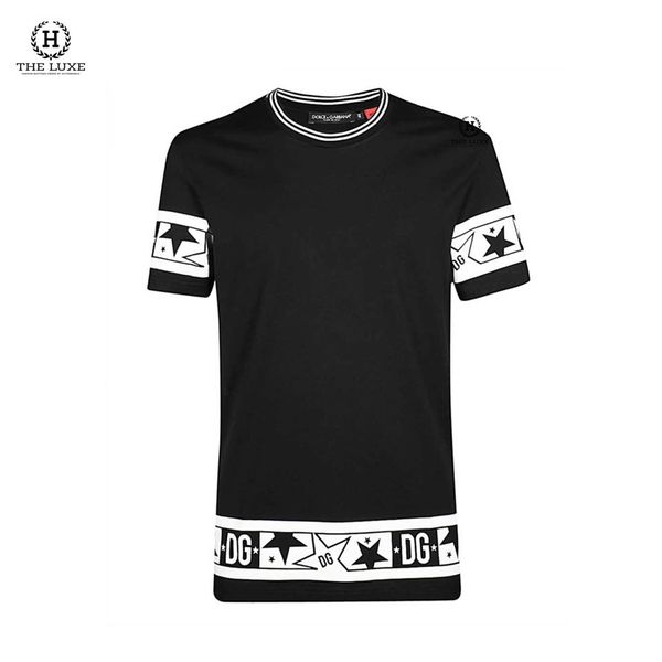 T-shirt Dolce Đen Họa Tiết Trắng