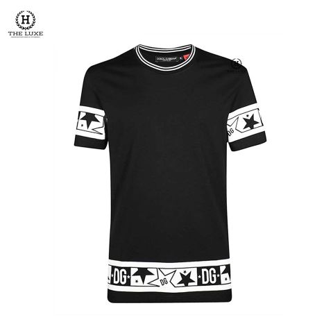  T-shirt Dolce Đen Họa Tiết Trắng 