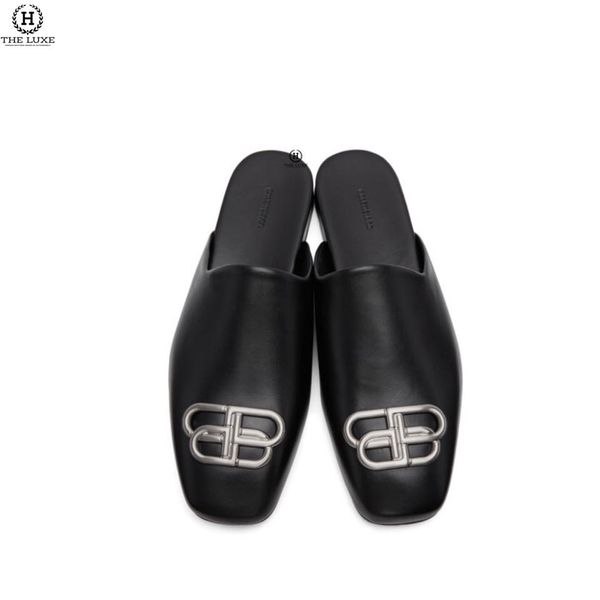 Slippers Balenciaga Đen Tag Bạc