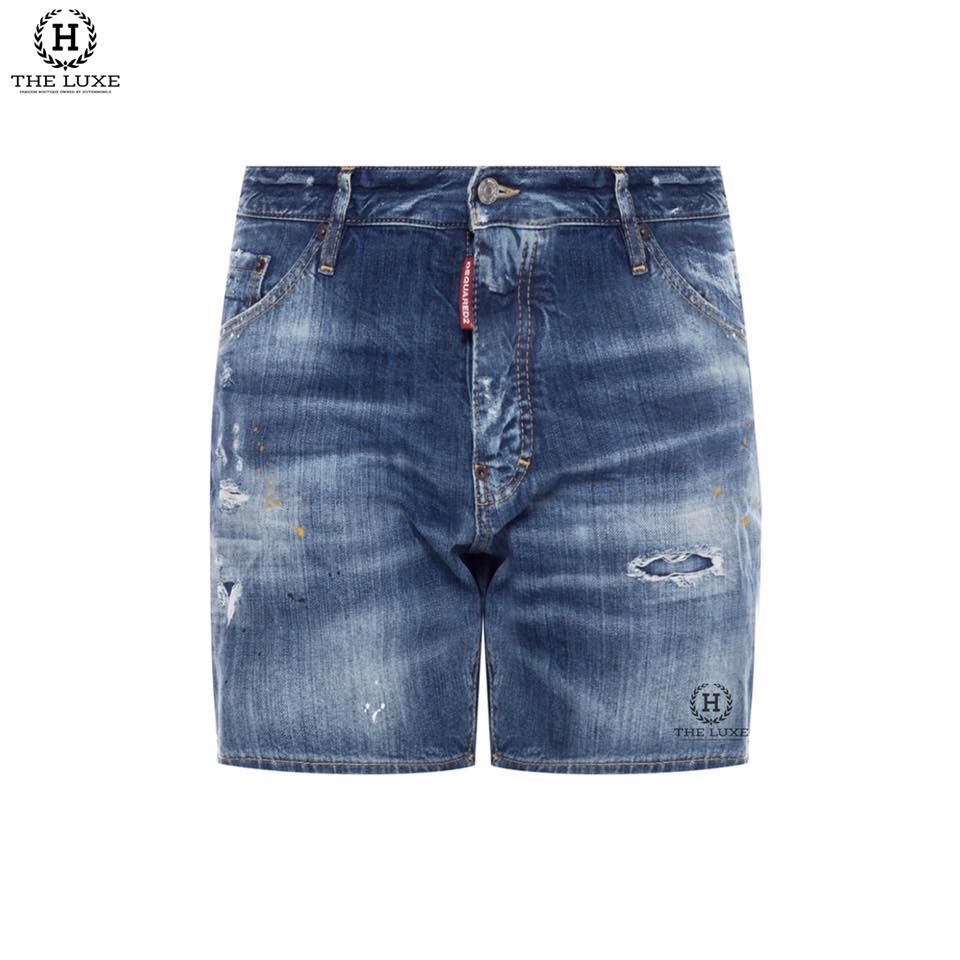 Quần Short Jeans Dsquared2 Xanh Rách