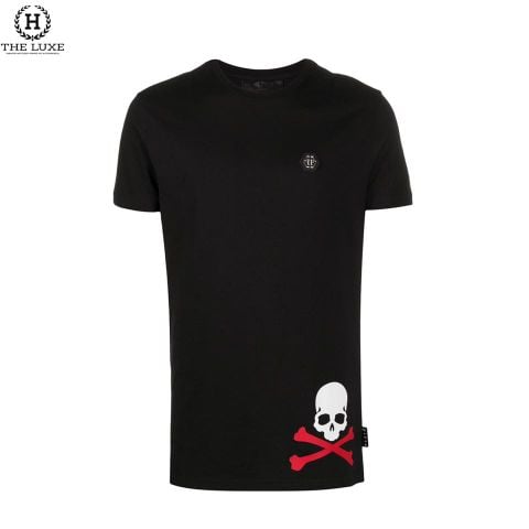  T-shirt Philipp Plein Đen Tag Ngực Logo Hông 