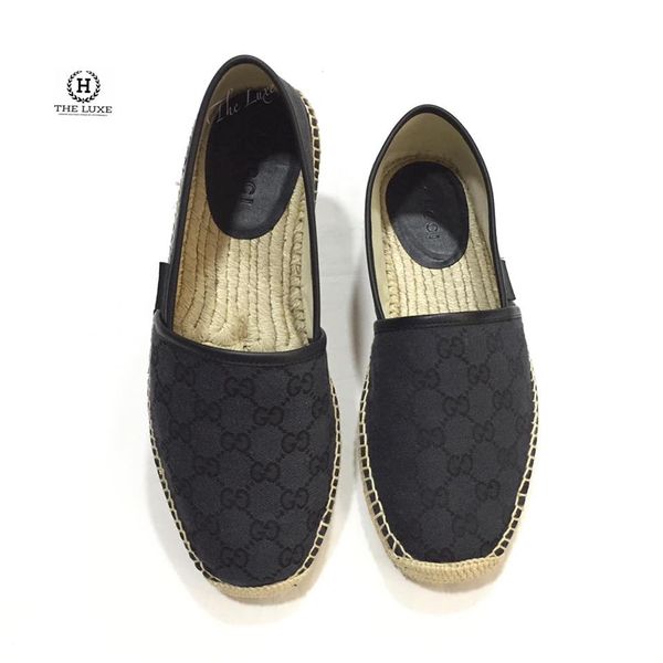 Slip-on Gucci Đế Cói Mono Đen Xanh