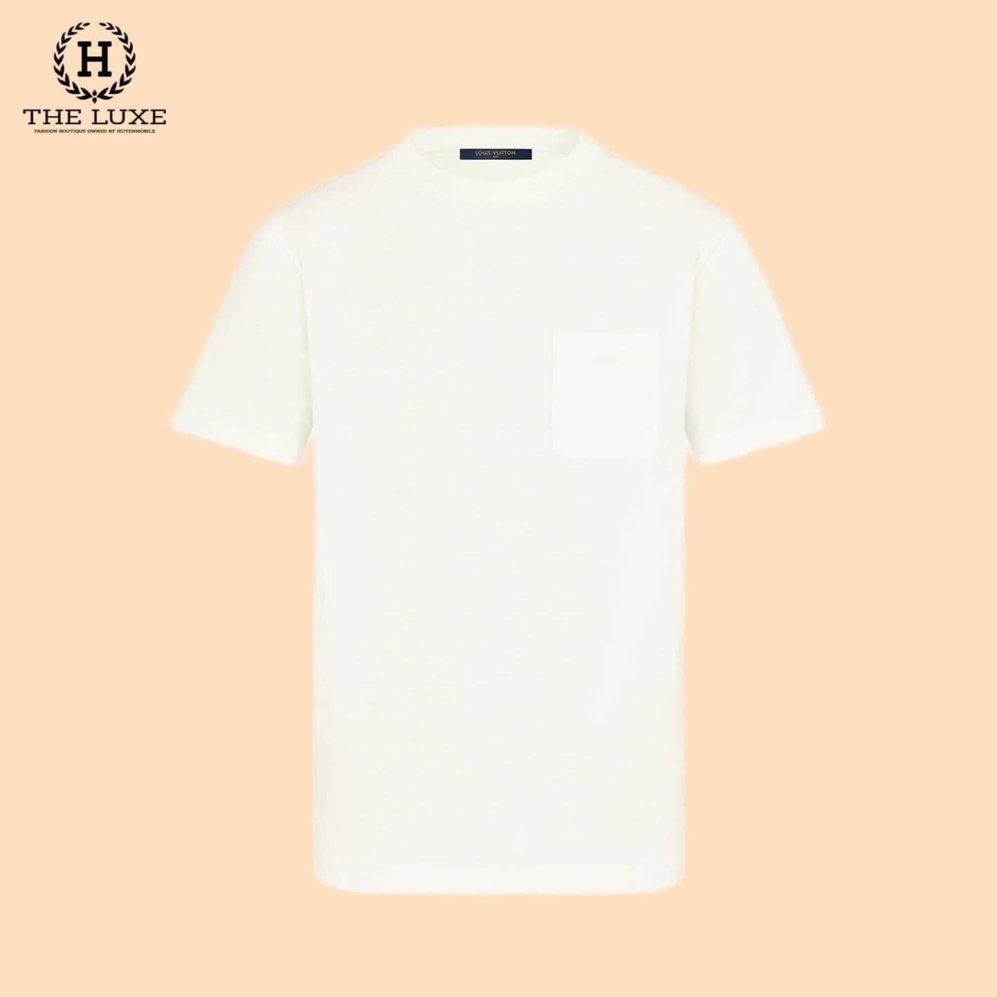 T-shirt Louis Vuitton Trắng Vân Damier Ẩn Túi Ngực