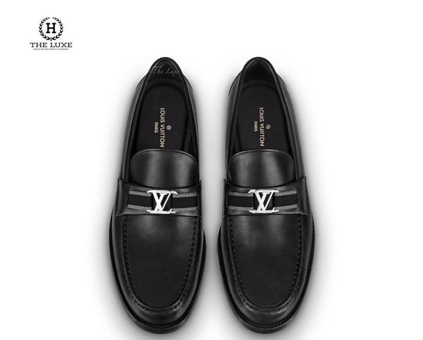 Loafer Major Louis Vuitton đen trơn vạt ghi