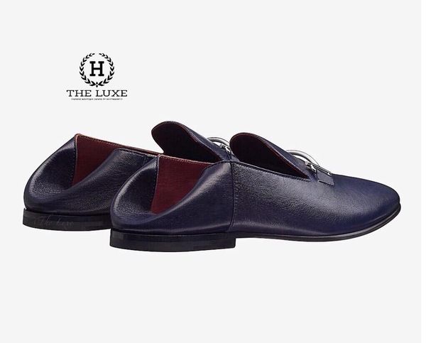 Loafer Hermes Saga Chevre xanh navy