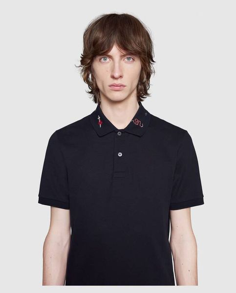 Polo Gucci Navy Cổ Thêu Nhiều Họa Tiết