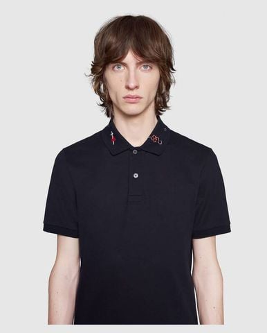  Polo Gucci Navy Cổ Thêu Nhiều Họa Tiết 