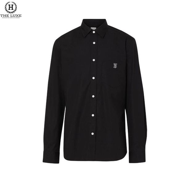 Sơ Mi Burberry Đen Dài Tay Túi Ngực TB