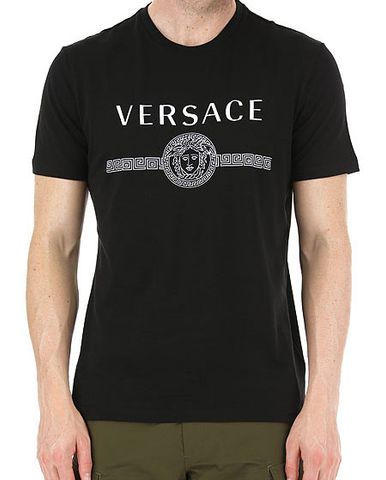  T-shirt Versace Đen Logo Chữ Ngực 