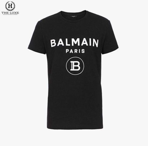  T-shirt Balmain Đen Chữ Lồng Ngực 