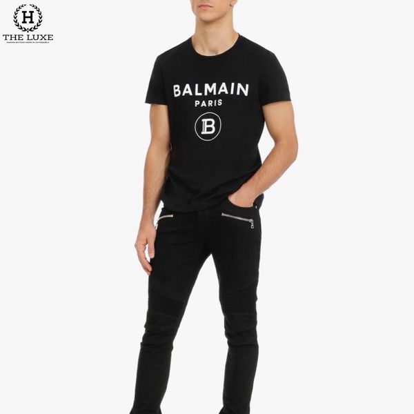 T-shirt Balmain Đen Chữ Lồng Ngực