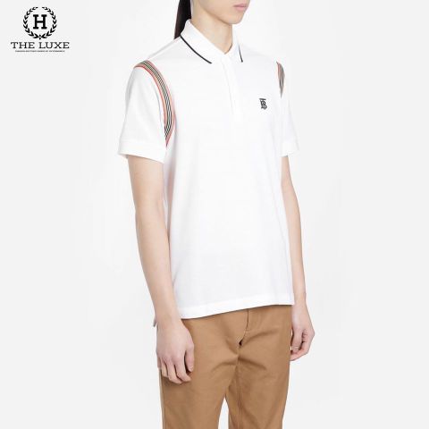  Polo Burberry Trắng Tag TB Ngực Check Vai 