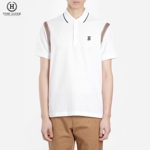  Polo Burberry Trắng Tag TB Ngực Check Vai 