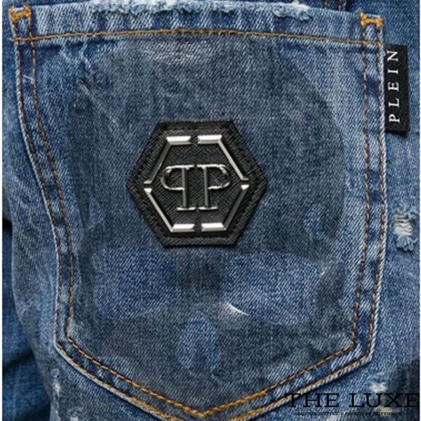 Short Jeans Philipp Plein Rách Logo Túi Sau