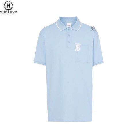  Polo Burberry Xanh Thêu TB Trắng 