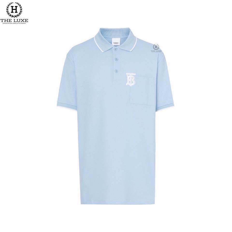 Polo Burberry Xanh Thêu TB Trắng