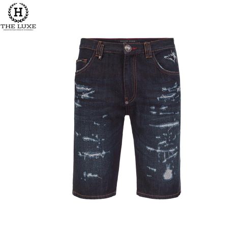  Short Jeans Philipp Plein Rách Logo Túi Sau 