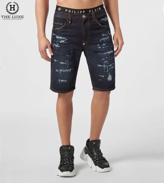 Short Jeans Philipp Plein Rách Logo Túi Sau